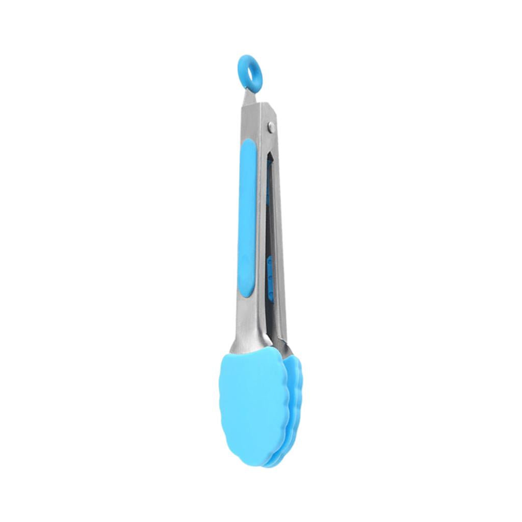 Kitchen Tongs with Silicone Tips Food BBQ Cooking Utensil 7 inch Blue
