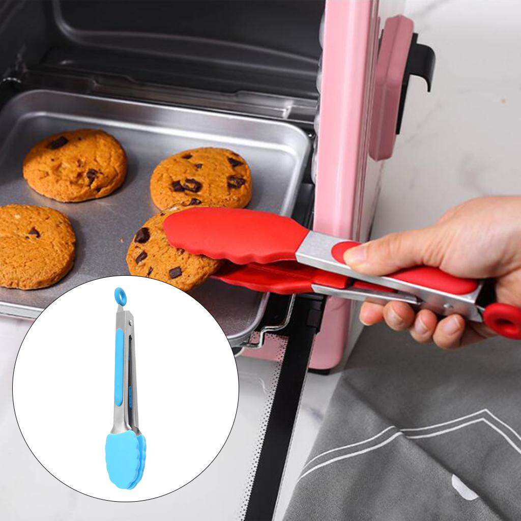 Kitchen Tongs with Silicone Tips Food BBQ Cooking Utensil 7 inch Blue