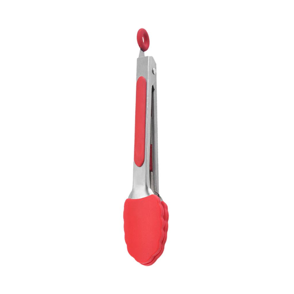 Kitchen Tongs with Silicone Tips Food BBQ Cooking Utensil 7 inch Red