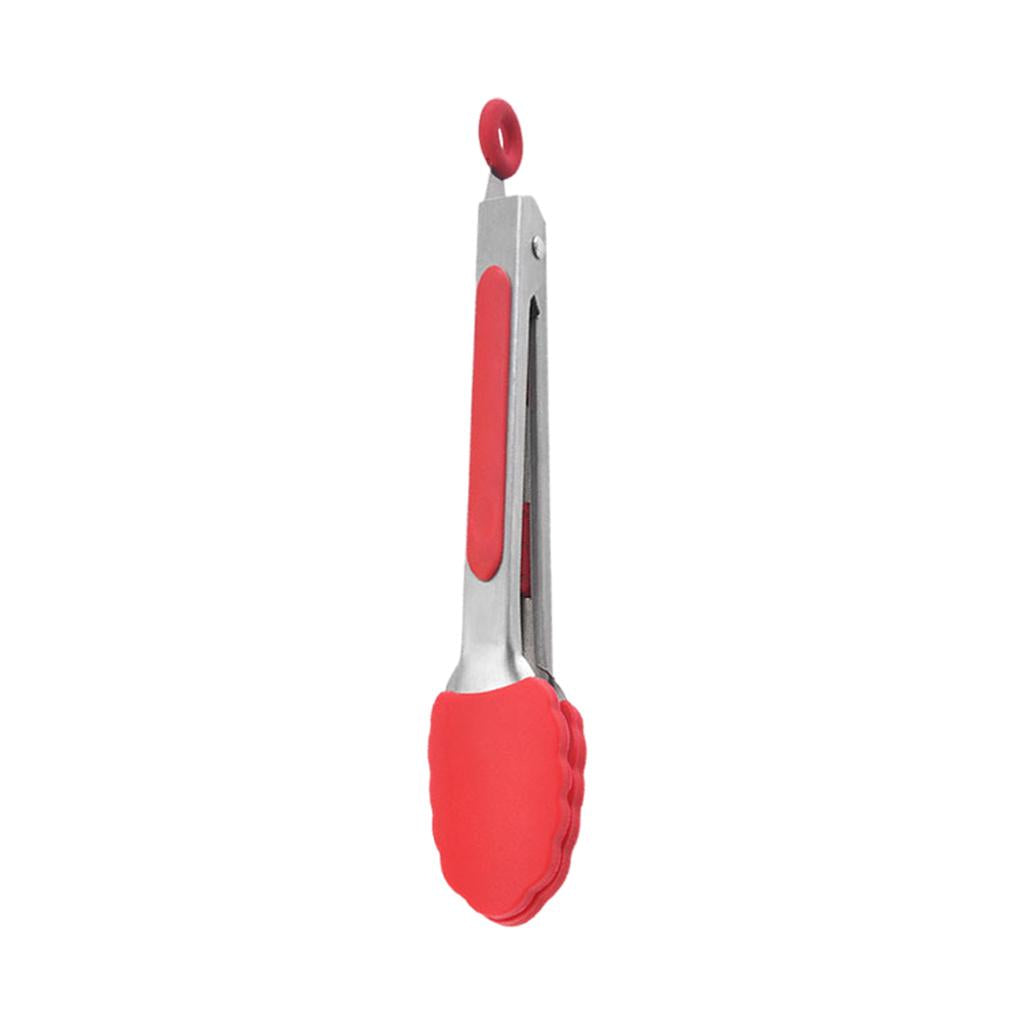 Kitchen Tongs with Silicone Tips Food BBQ Cooking Utensil 7 inch Red