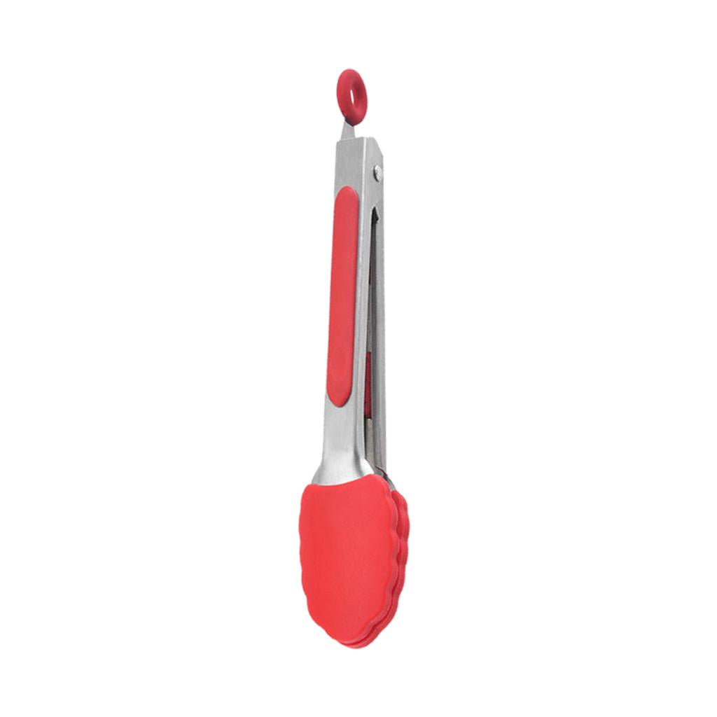 Kitchen Tongs with Silicone Tips Food BBQ Cooking Utensil 7 inch Red