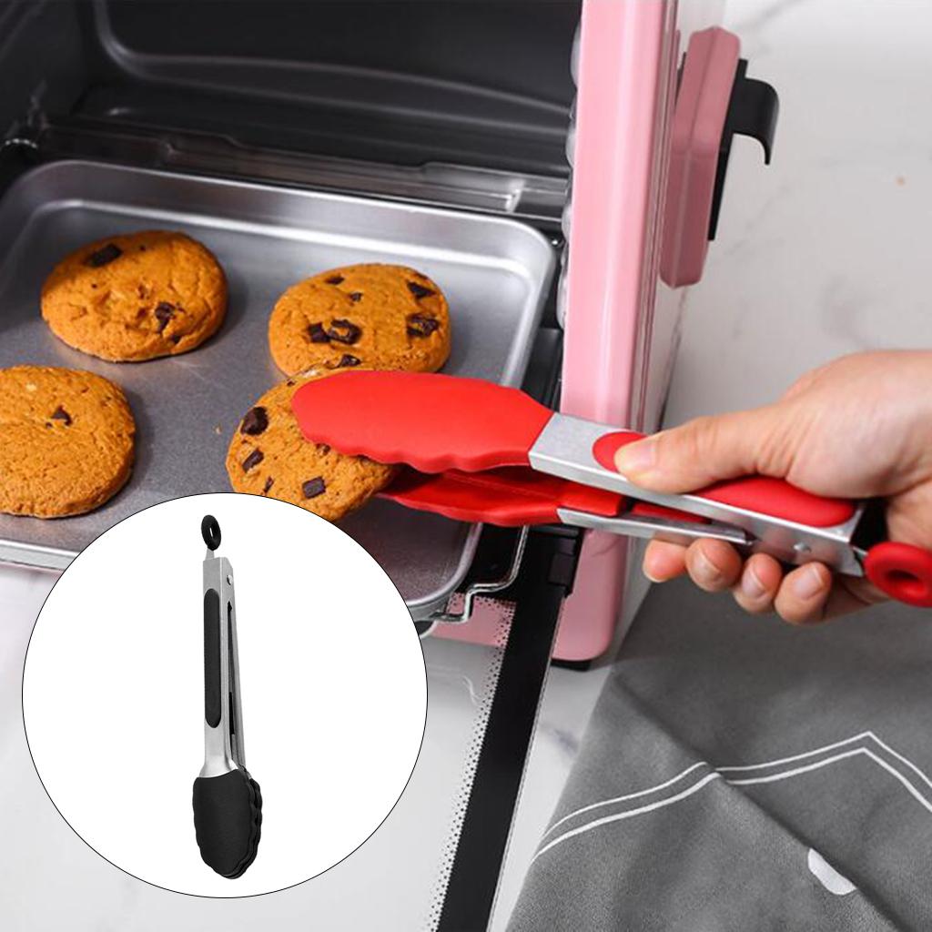 Kitchen Tongs with Silicone Tips Food BBQ Cooking Utensil 7 inch Black