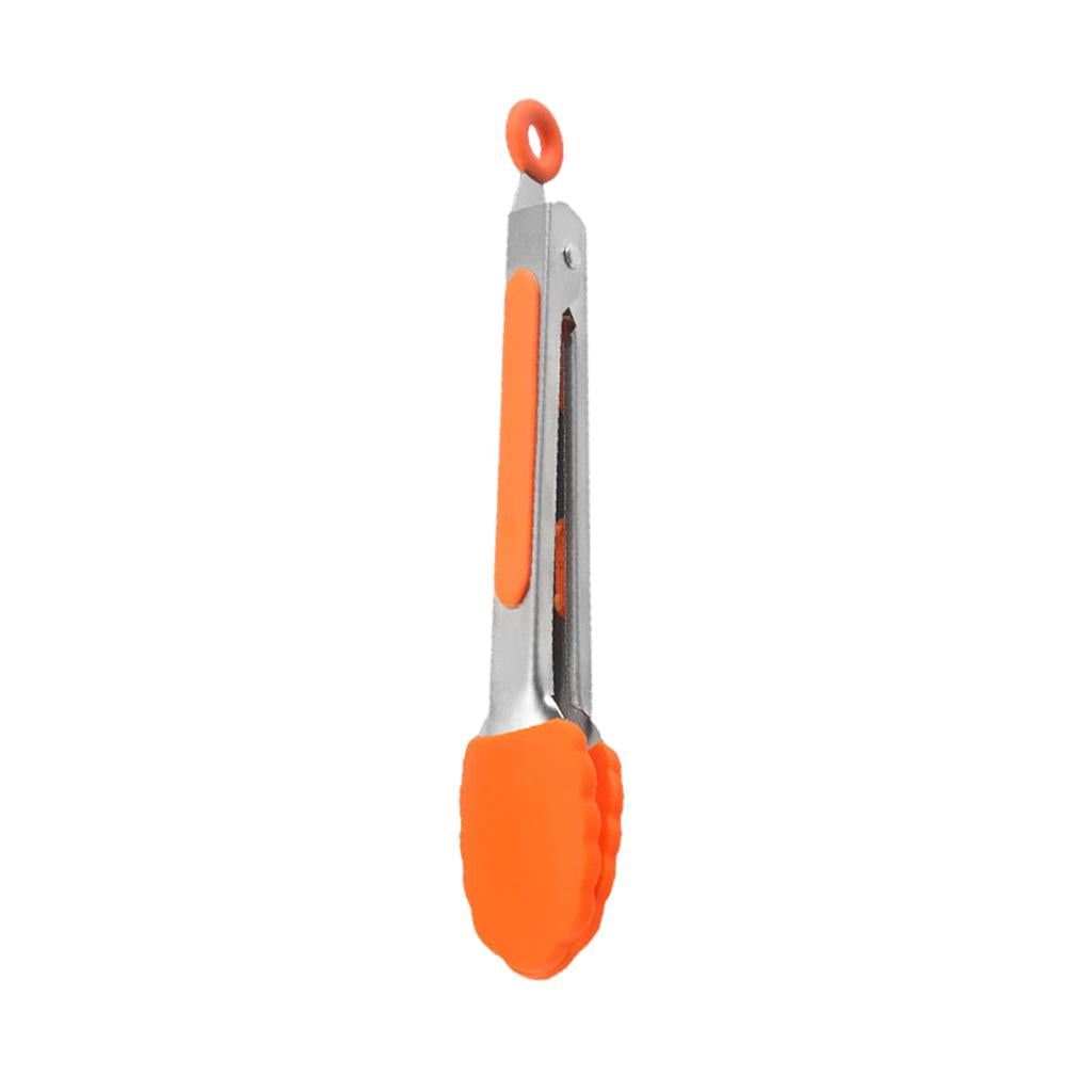 Kitchen Tongs with Silicone Tips Food BBQ Cooking Utensil 7 inch Orange