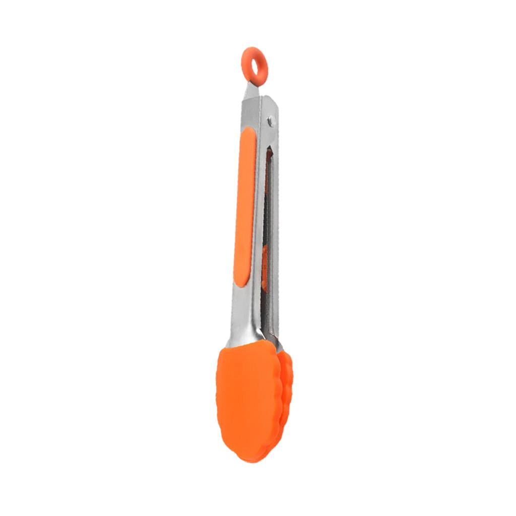 Kitchen Tongs with Silicone Tips Food BBQ Cooking Utensil 7 inch Orange