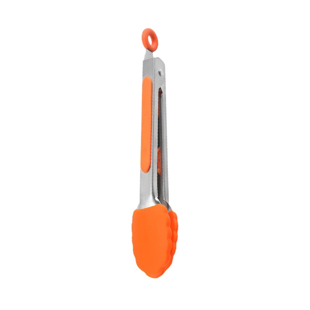 Kitchen Tongs with Silicone Tips Food BBQ Cooking Utensil 7 inch Orange