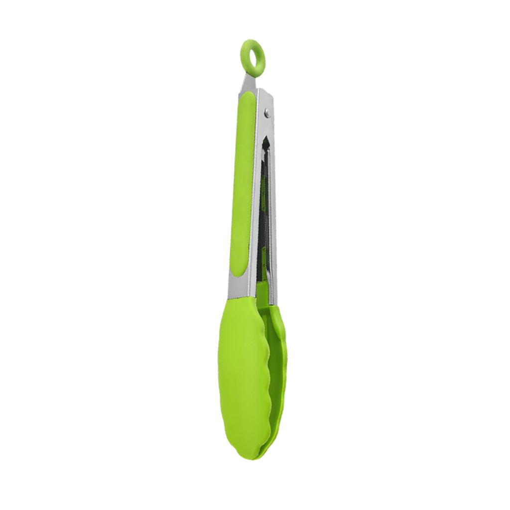 Kitchen Tongs with Silicone Tips Food BBQ Cooking Utensil 9 inch Green