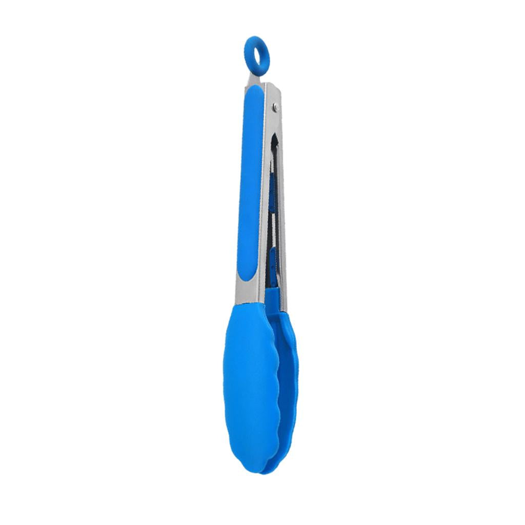 Kitchen Tongs with Silicone Tips Food BBQ Cooking Utensil 9 inch Blue