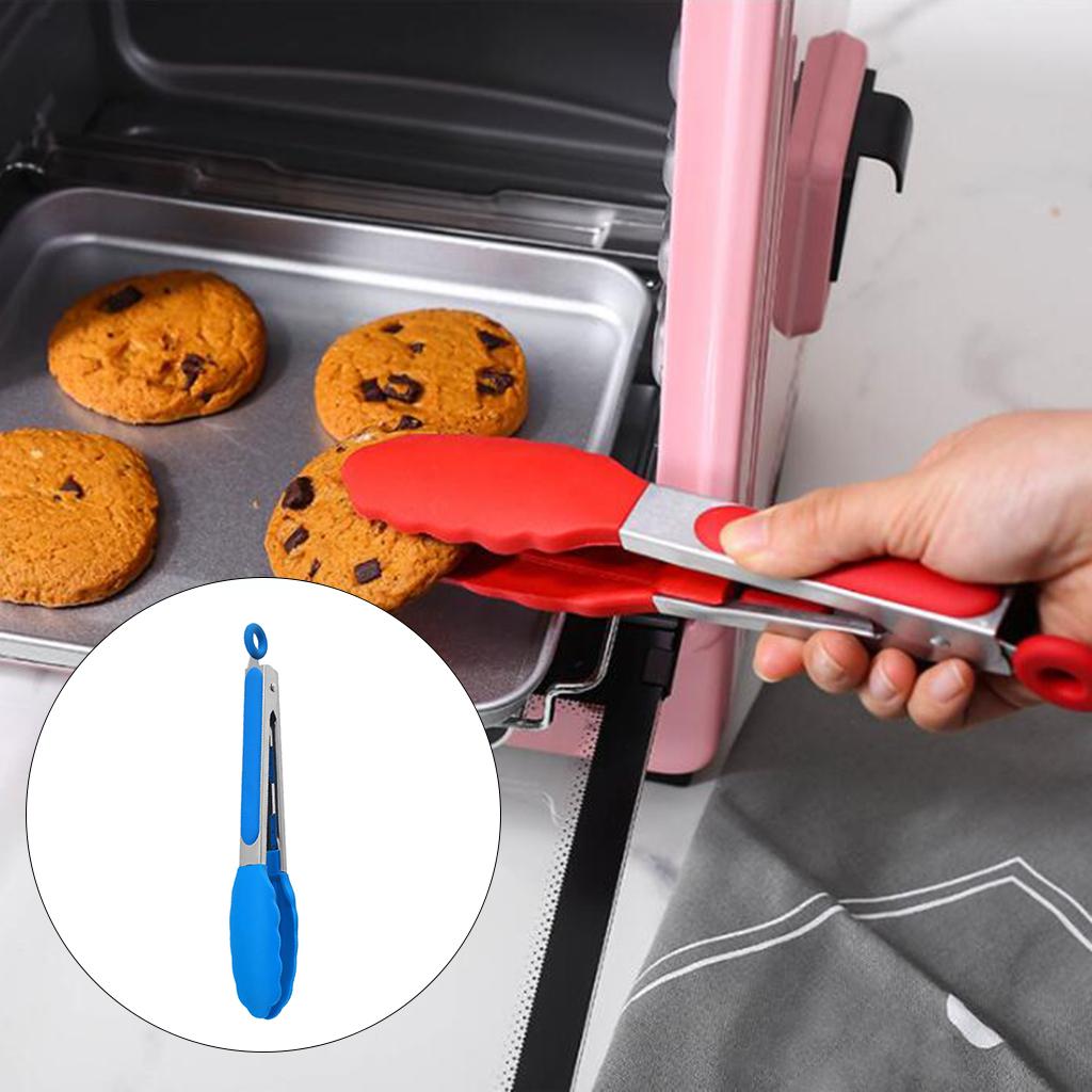 Kitchen Tongs with Silicone Tips Food BBQ Cooking Utensil 9 inch Blue