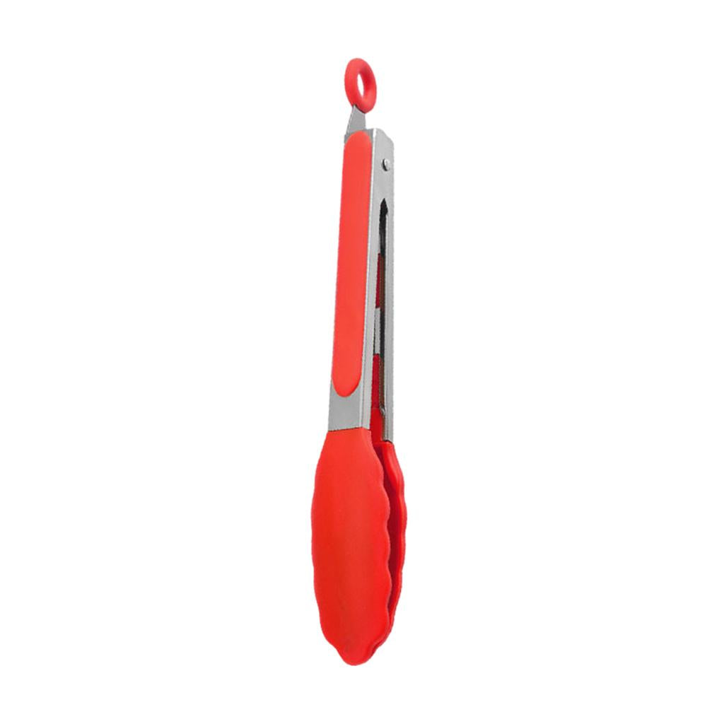 Kitchen Tongs with Silicone Tips Food BBQ Cooking Utensil 9 inch Red