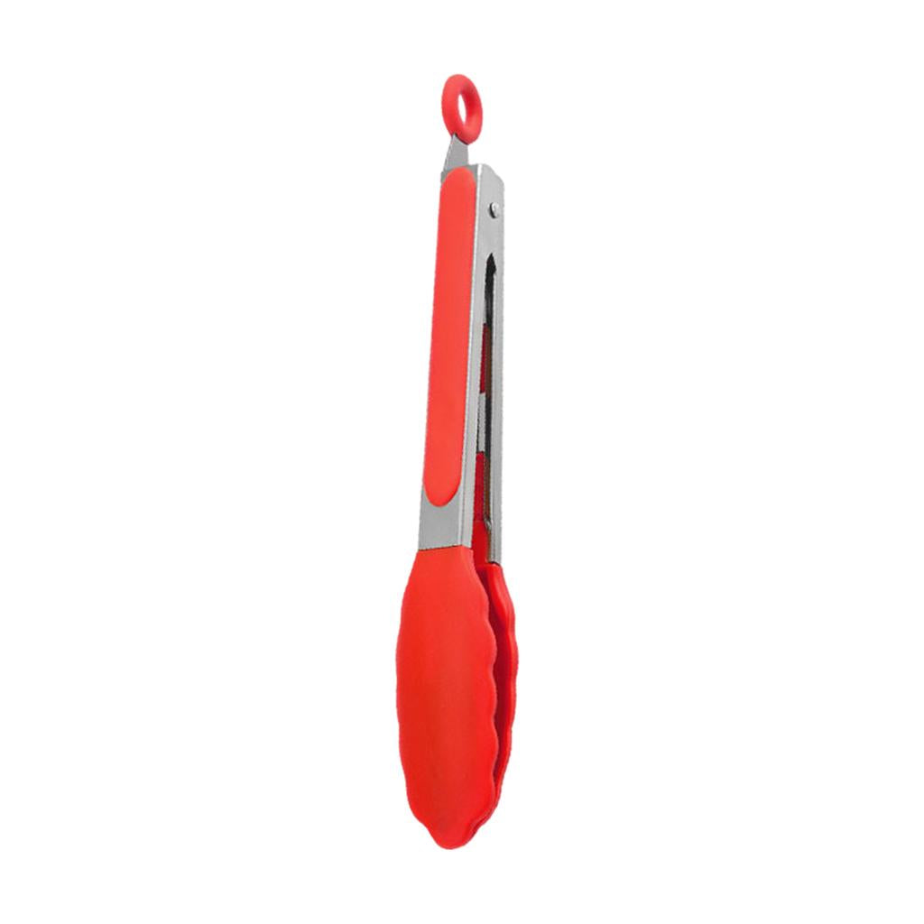 Kitchen Tongs with Silicone Tips Food BBQ Cooking Utensil 9 inch Red