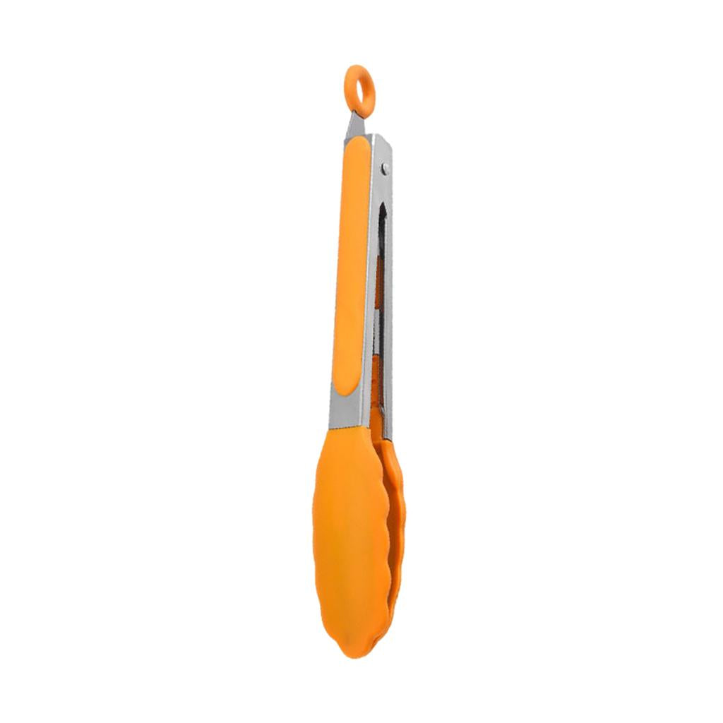 Kitchen Tongs with Silicone Tips Food BBQ Cooking Utensil 9 inch Orange