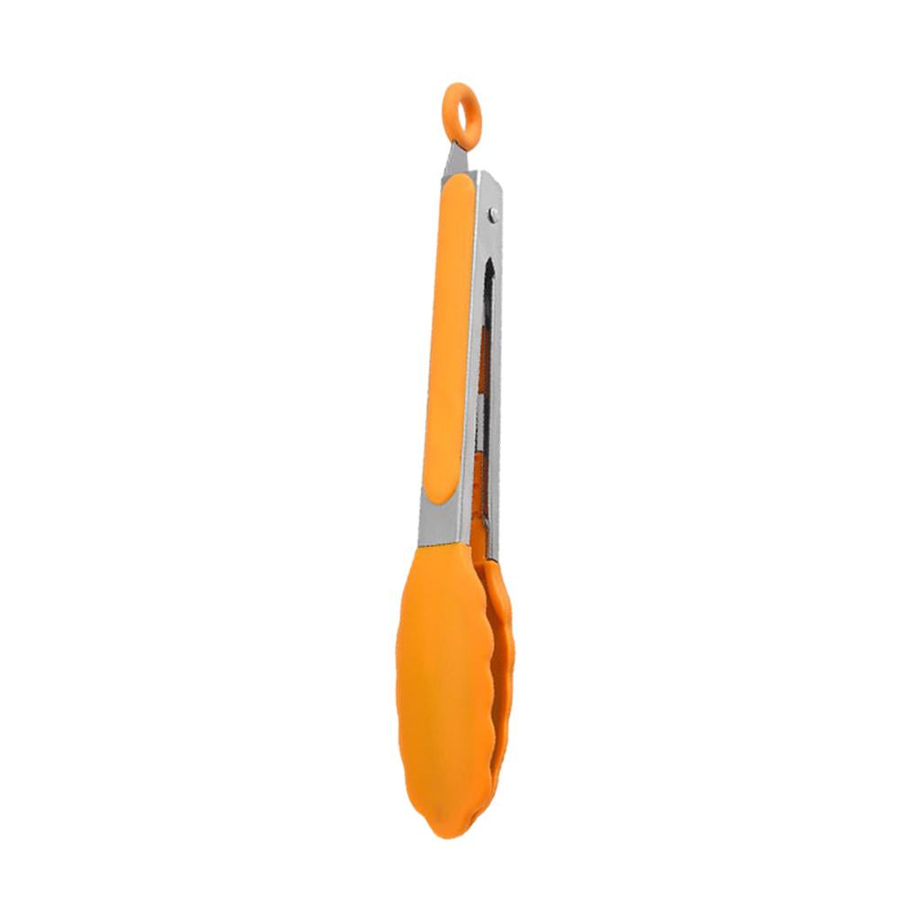 Kitchen Tongs with Silicone Tips Food BBQ Cooking Utensil 9 inch Orange