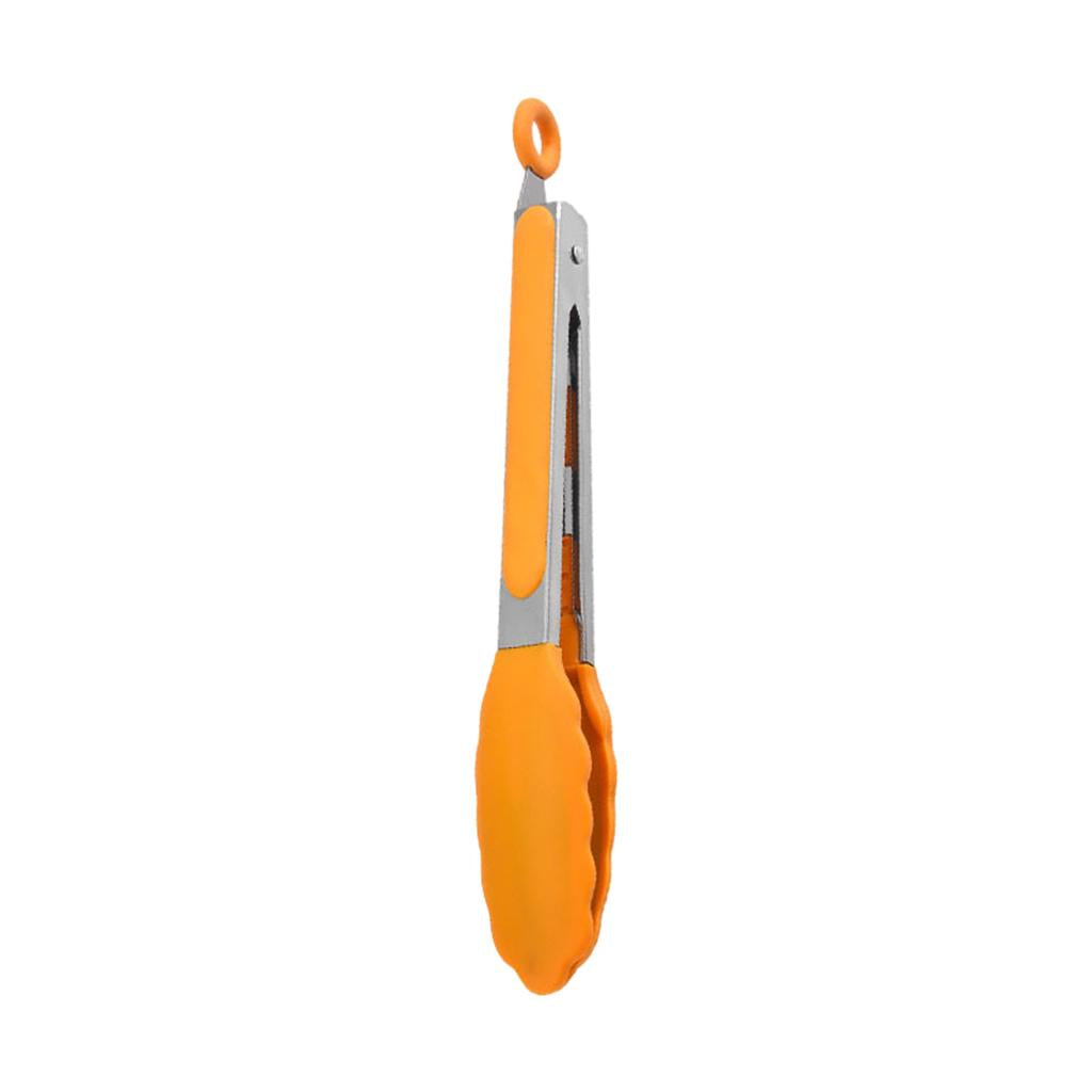 Kitchen Tongs with Silicone Tips Food BBQ Cooking Utensil 9 inch Orange