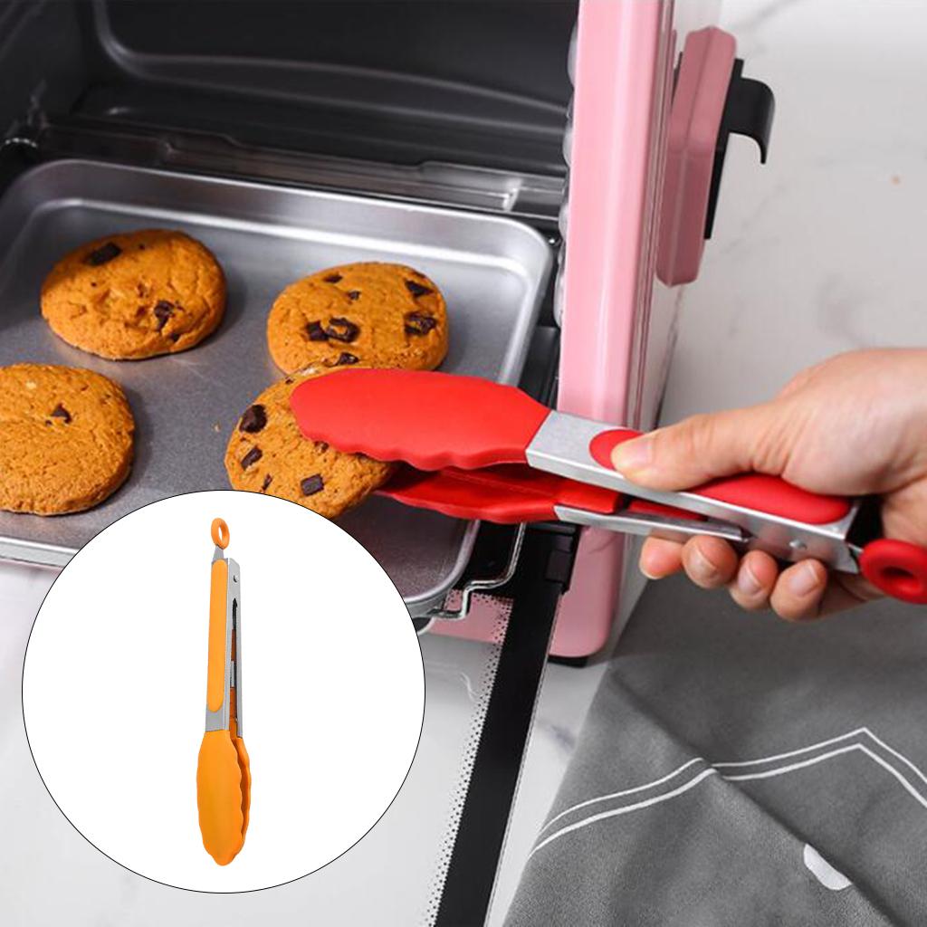 Kitchen Tongs with Silicone Tips Food BBQ Cooking Utensil 9 inch Orange