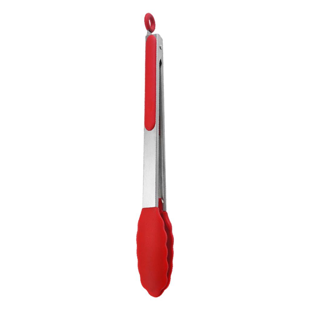 Kitchen Tongs with Silicone Tips Food BBQ Cooking Utensil 12 inch Red