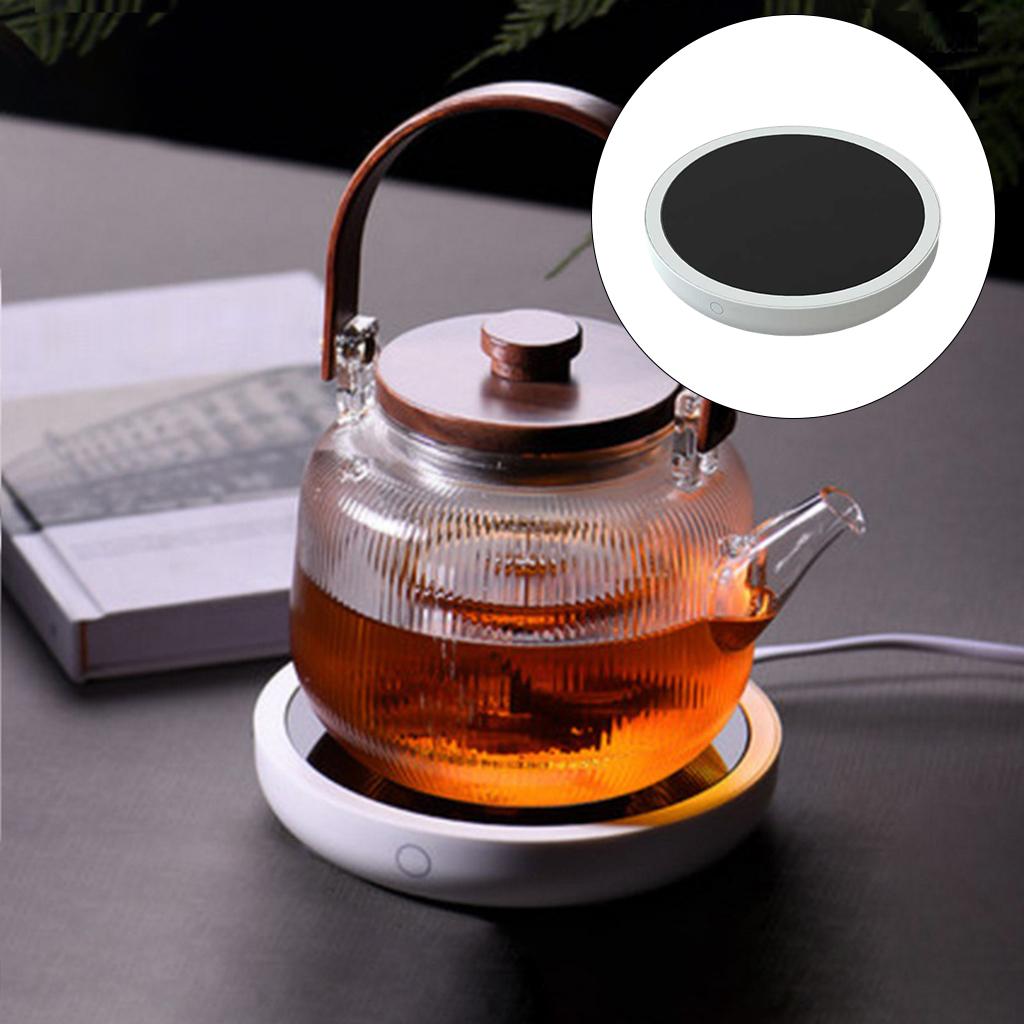 Electric Cup Mug Heater Mat Drinking Heating Pad Adjustable Temperature White Round