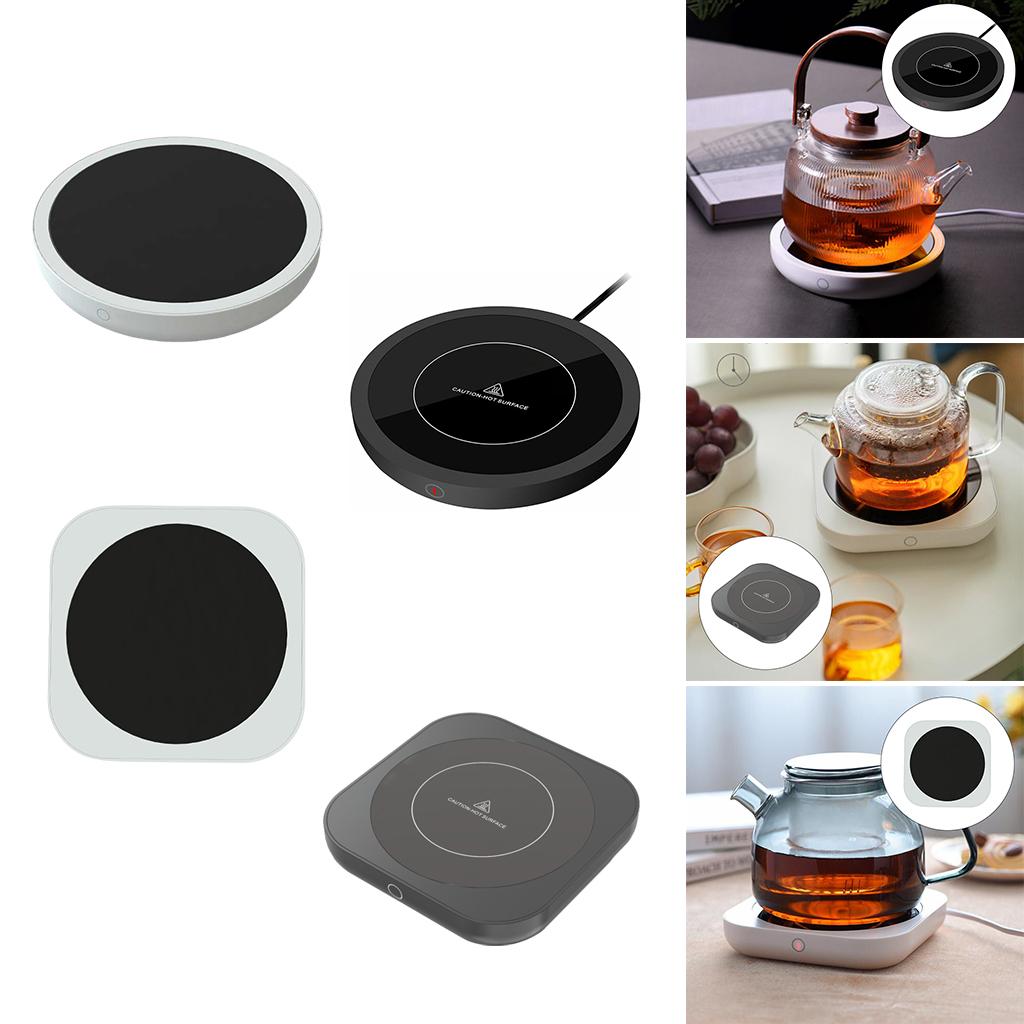 Electric Cup Mug Heater Mat  Auto Shut Off for Home Use EU-Plug Black Round