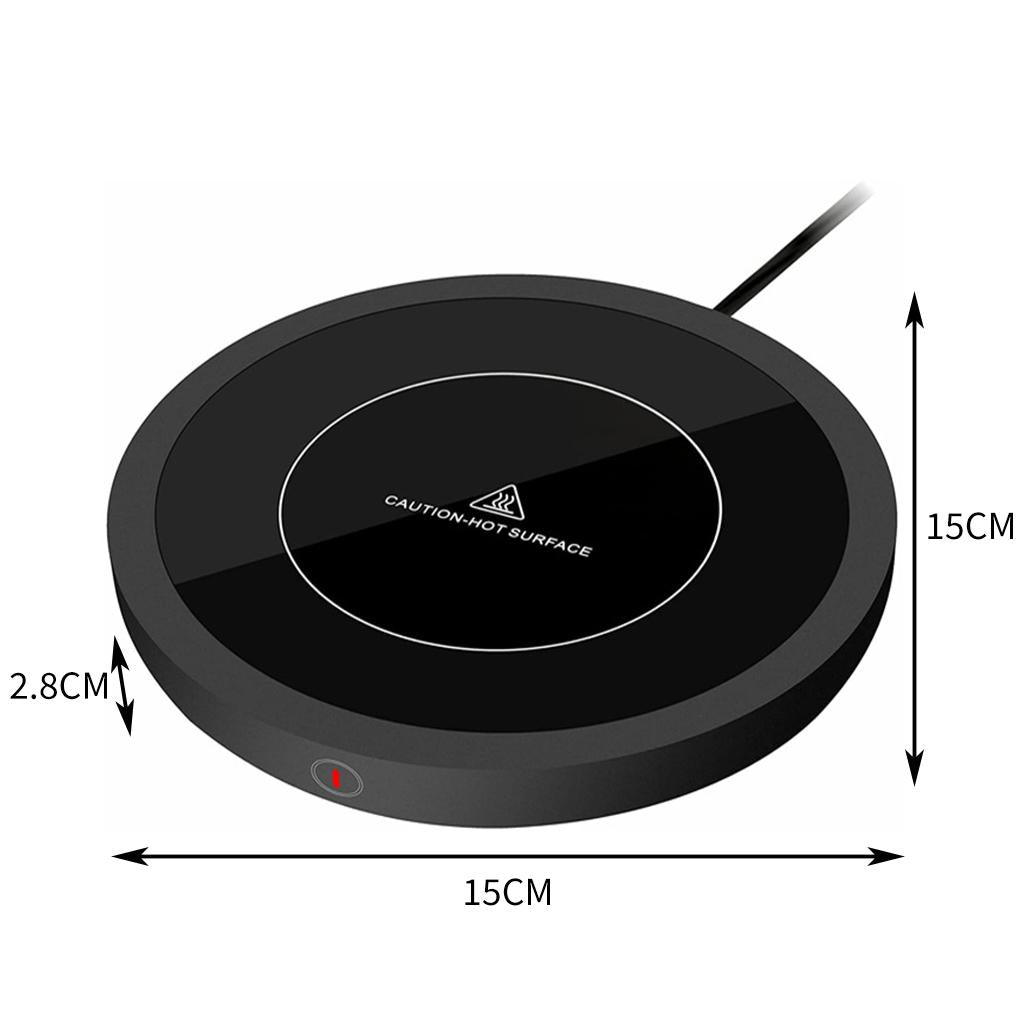 Electric Mug Warmer Auto Shut Off for Home Desk Use UK-Plug Black Round