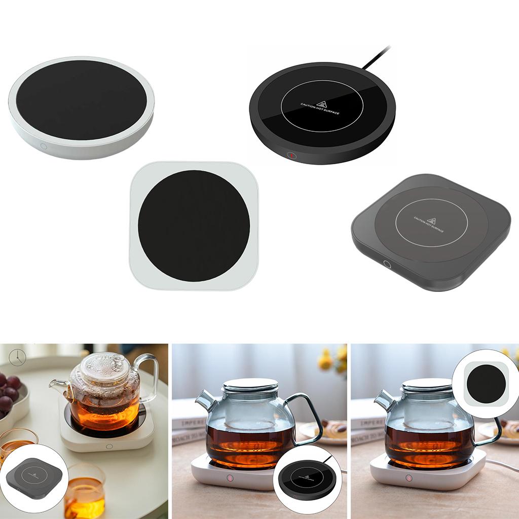 Electric Mug Warmer Auto Shut Off for Home Desk Use UK-Plug Black Round