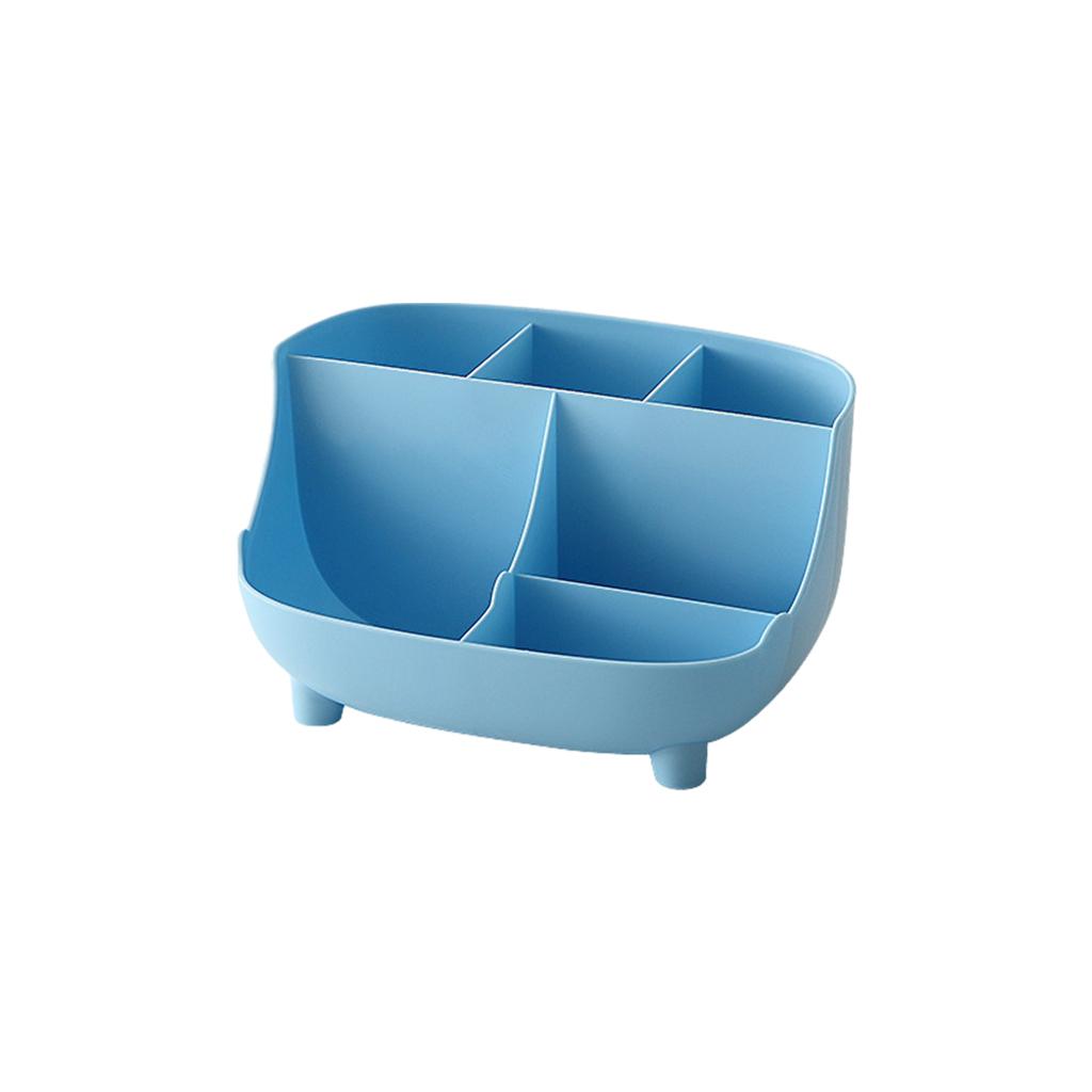 6 Grids Desktop Organizer Pen Holder for Home School Stationery Light Blue