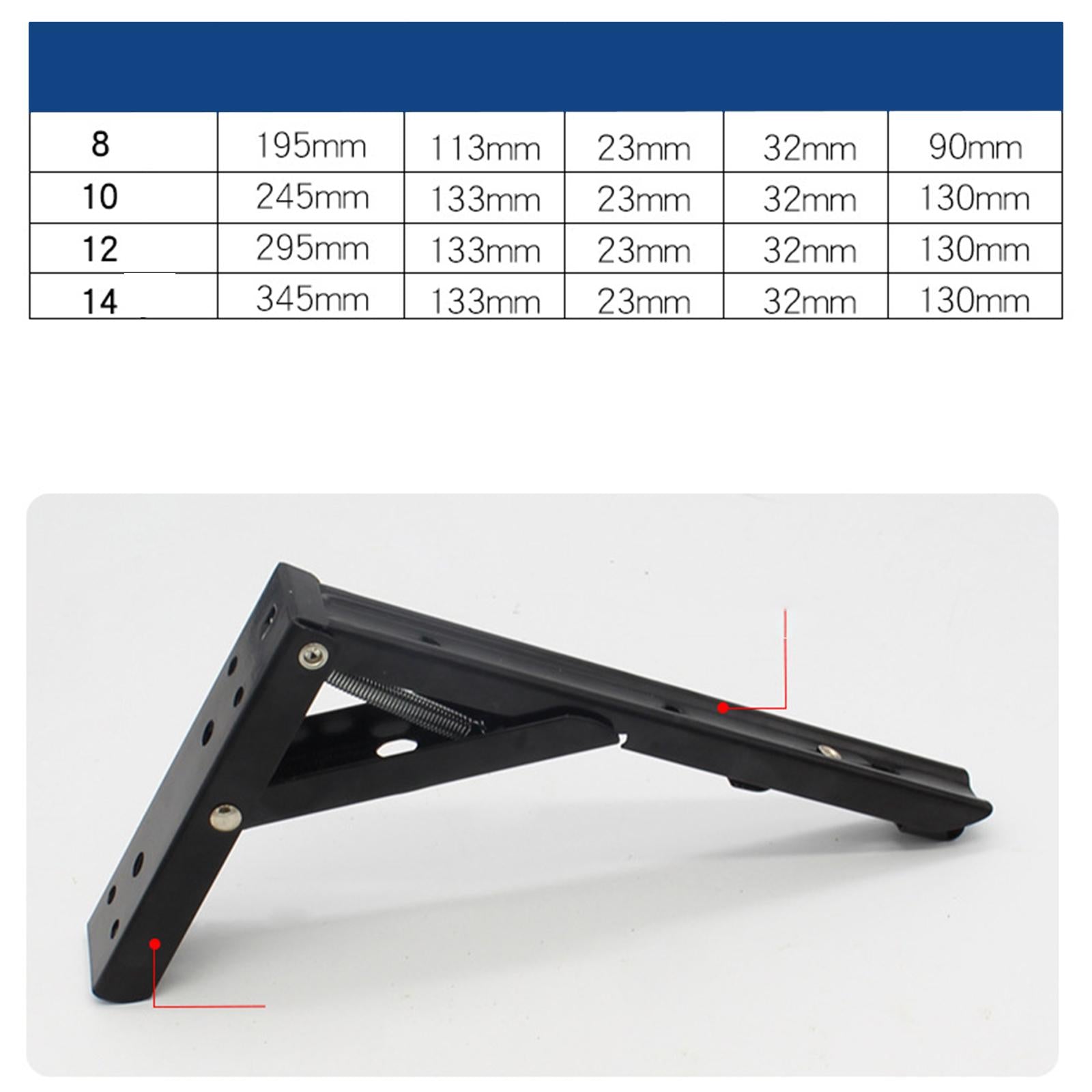 Metal Triangle Folding Angle Bracket Shelf Bracket DIY for Home Storage 10in black