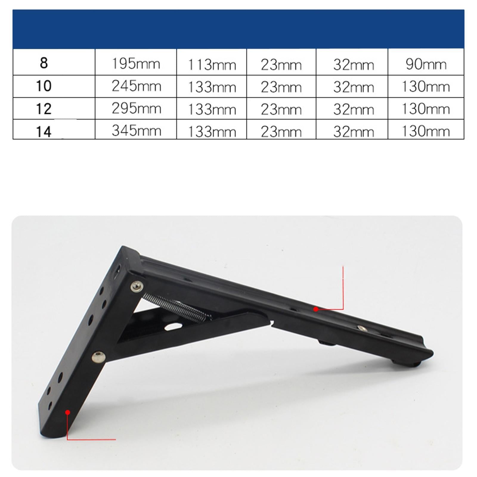 Metal Triangle Folding Angle Bracket Shelf Bracket DIY for Home Storage 12in brushed