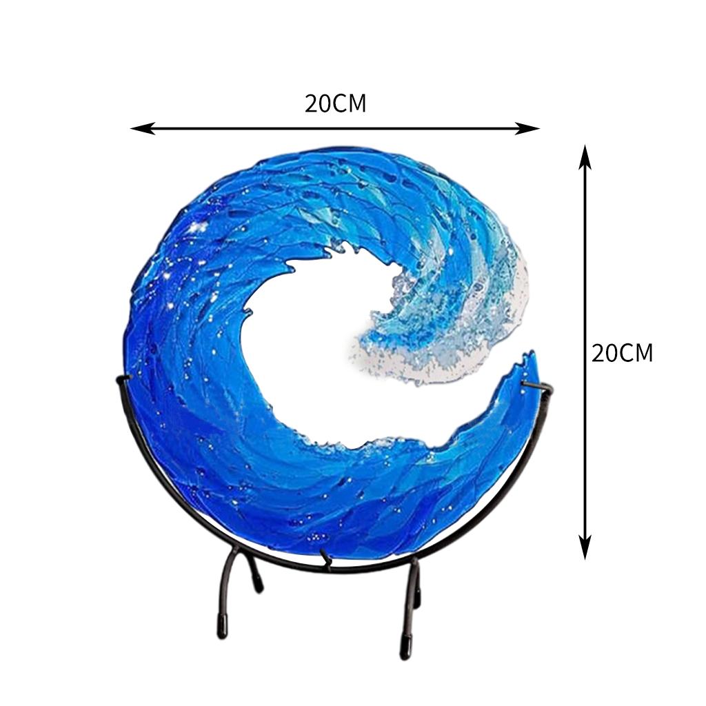 Ocean Wave Sculpture Creative Gradient with Stand Figurine Desktop 20x20cm