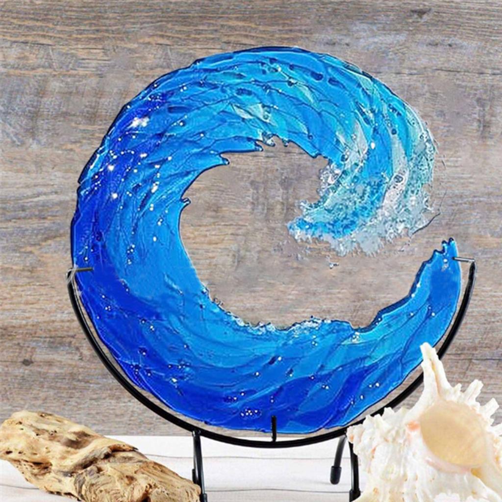 Ocean Wave Sculpture Creative Gradient with Stand Figurine Desktop 20x20cm