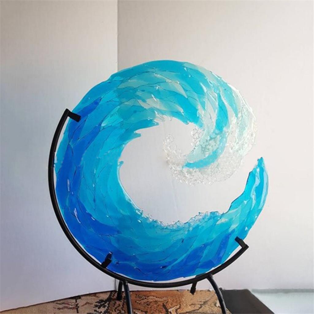 Ocean Wave Sculpture Creative Gradient with Stand Figurine Desktop 20x20cm