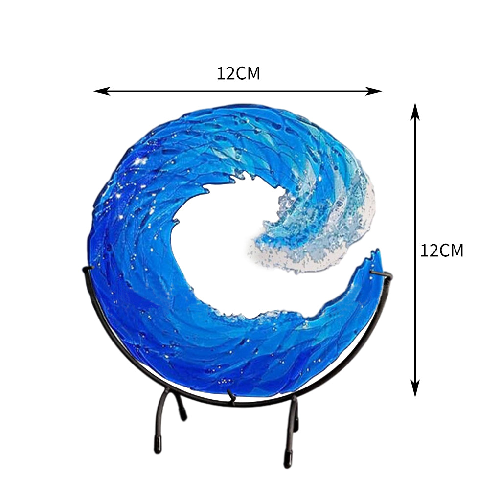 Ocean Wave Sculpture Creative Gradient with Stand Figurine Desktop 12x12cm