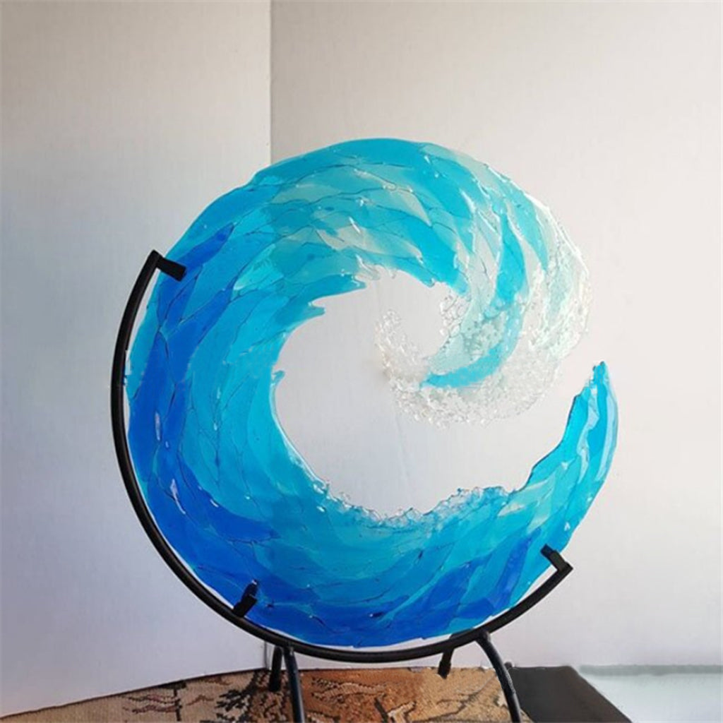 Ocean Wave Sculpture Creative Gradient with Stand Figurine Desktop 12x12cm