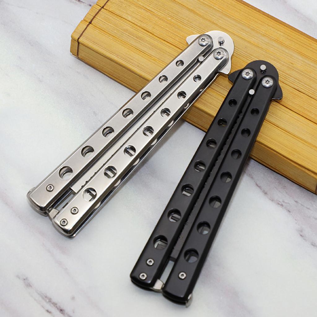 Foldable Beginner Butterfly Knife Practice Knife Combs  Training Knife Silver