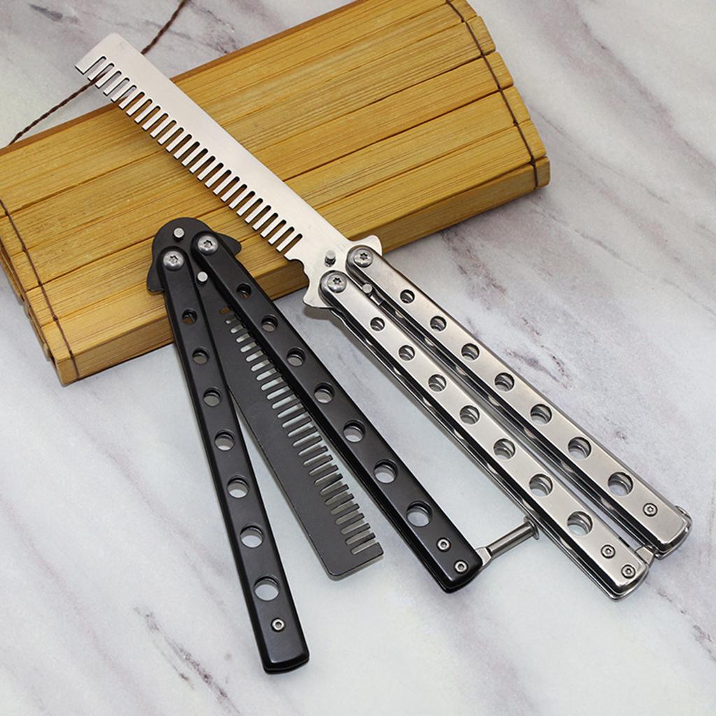 Foldable Beginner Butterfly Knife Practice Knife Combs  Training Knife Silver