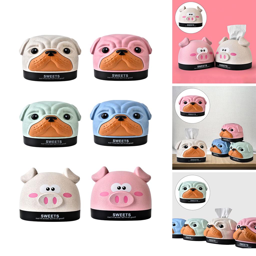 Cute Tissue Box Ornament Craft for Desktop Bedroom Kitchen pink dog