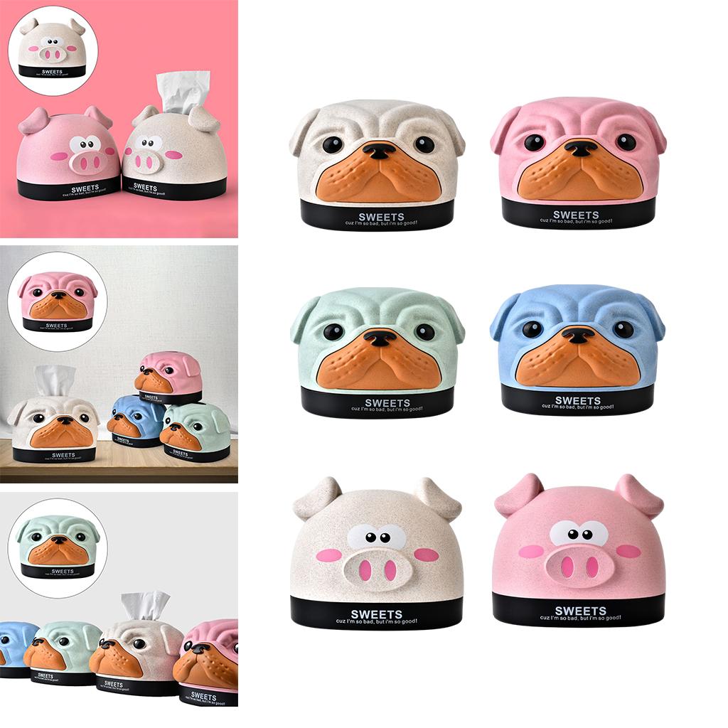Cute Tissue Box Ornament Craft for Desktop Bedroom Kitchen pink dog