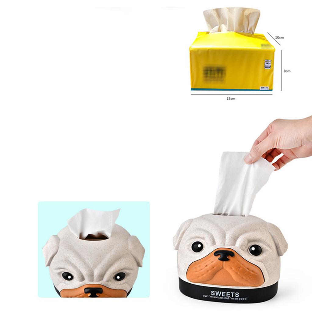 Cute Tissue Box Ornament Craft for Desktop Bedroom Kitchen beige dog