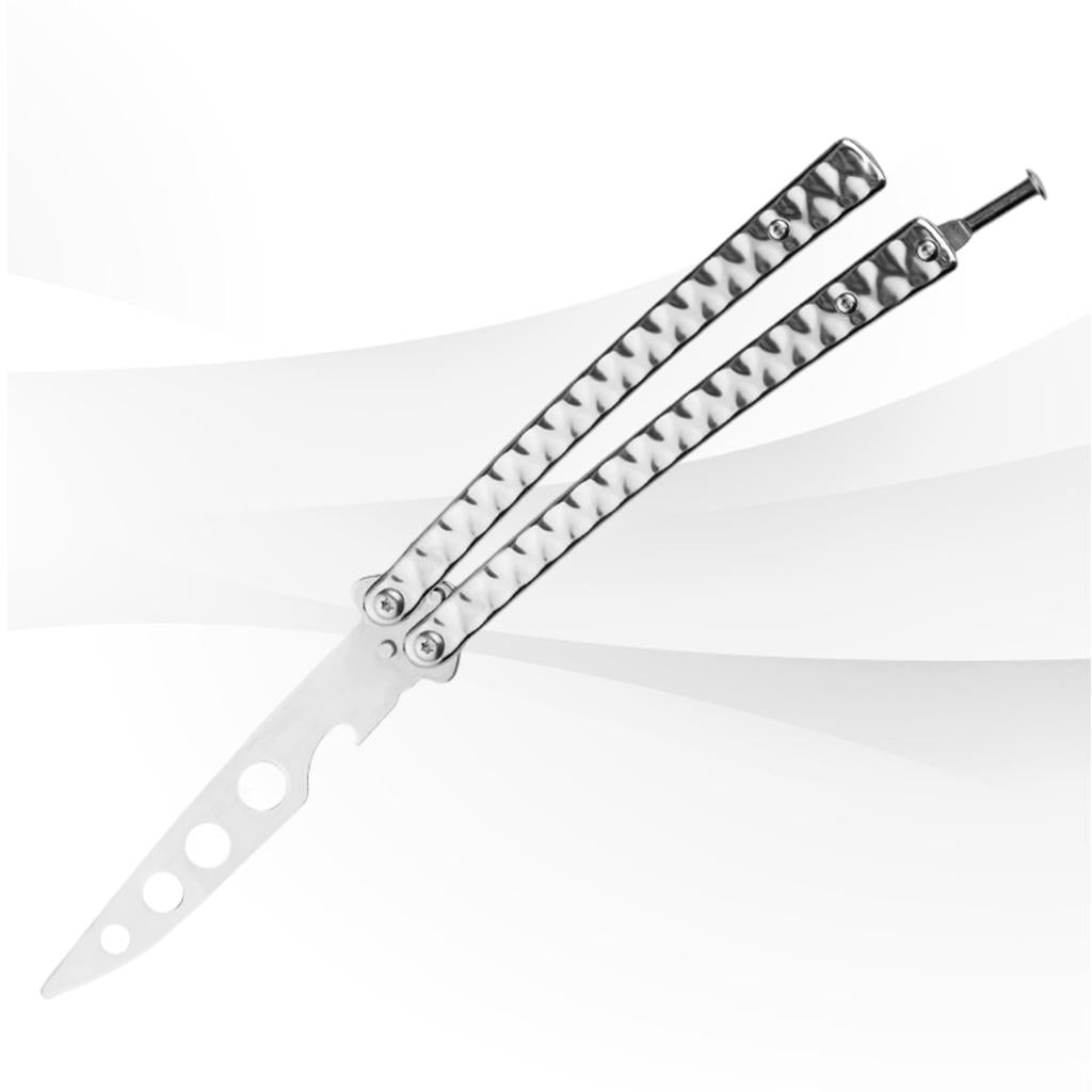 Butterfly Knife Trainer 3CR13 Steel Practice Swords Unsharpened Silver