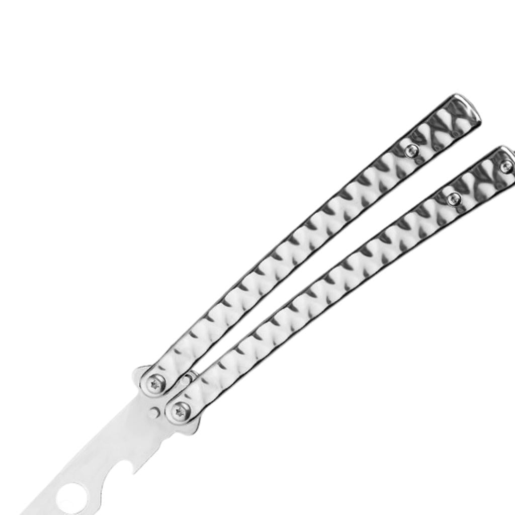 Butterfly Knife Trainer 3CR13 Steel Practice Swords Unsharpened Silver