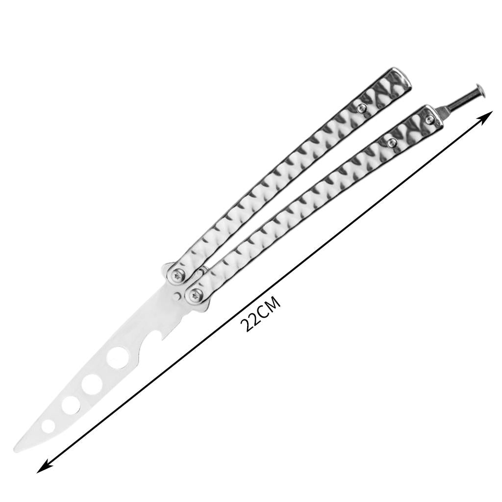 Butterfly Knife Trainer 3CR13 Steel Practice Swords Unsharpened Silver