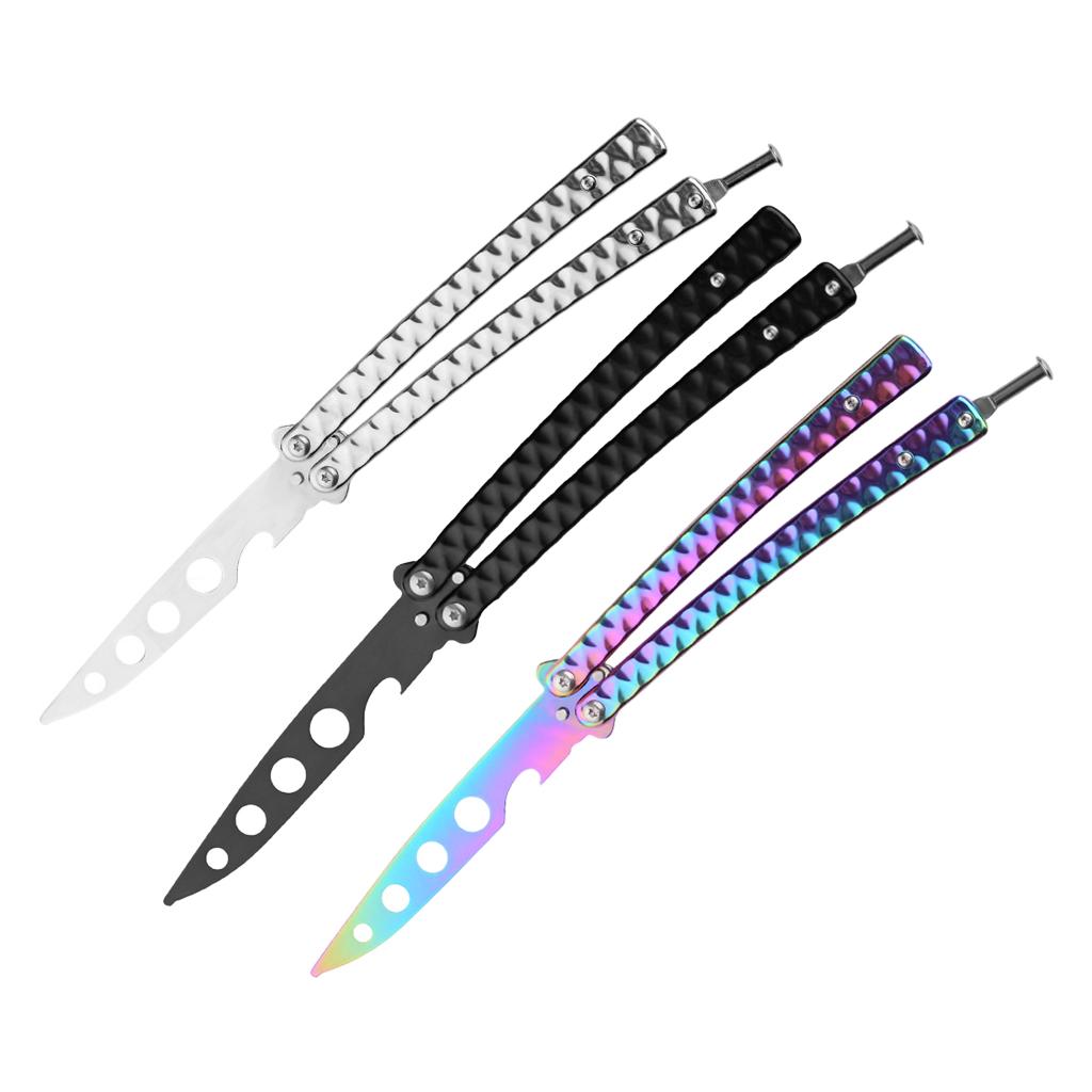 Butterfly Knife Trainer 3CR13 Steel Practice Swords Unsharpened Silver