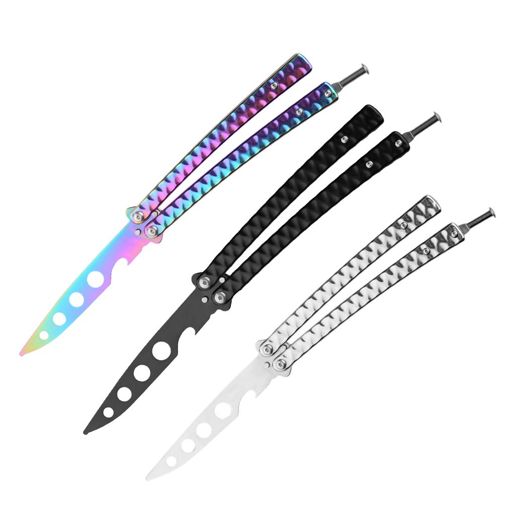 Butterfly Knife Trainer 3CR13 Steel Practice Swords Unsharpened Silver