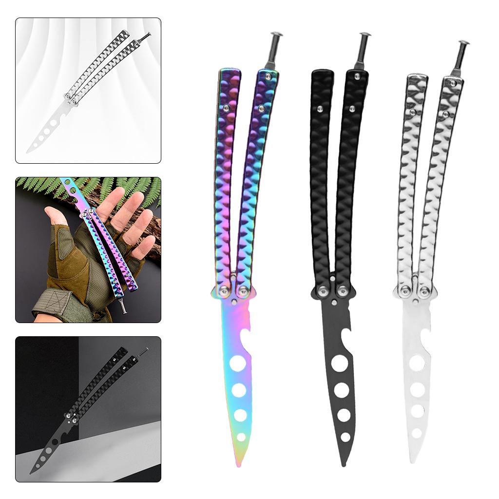 Butterfly Knife Trainer 3CR13 Steel Practice Swords Unsharpened Silver