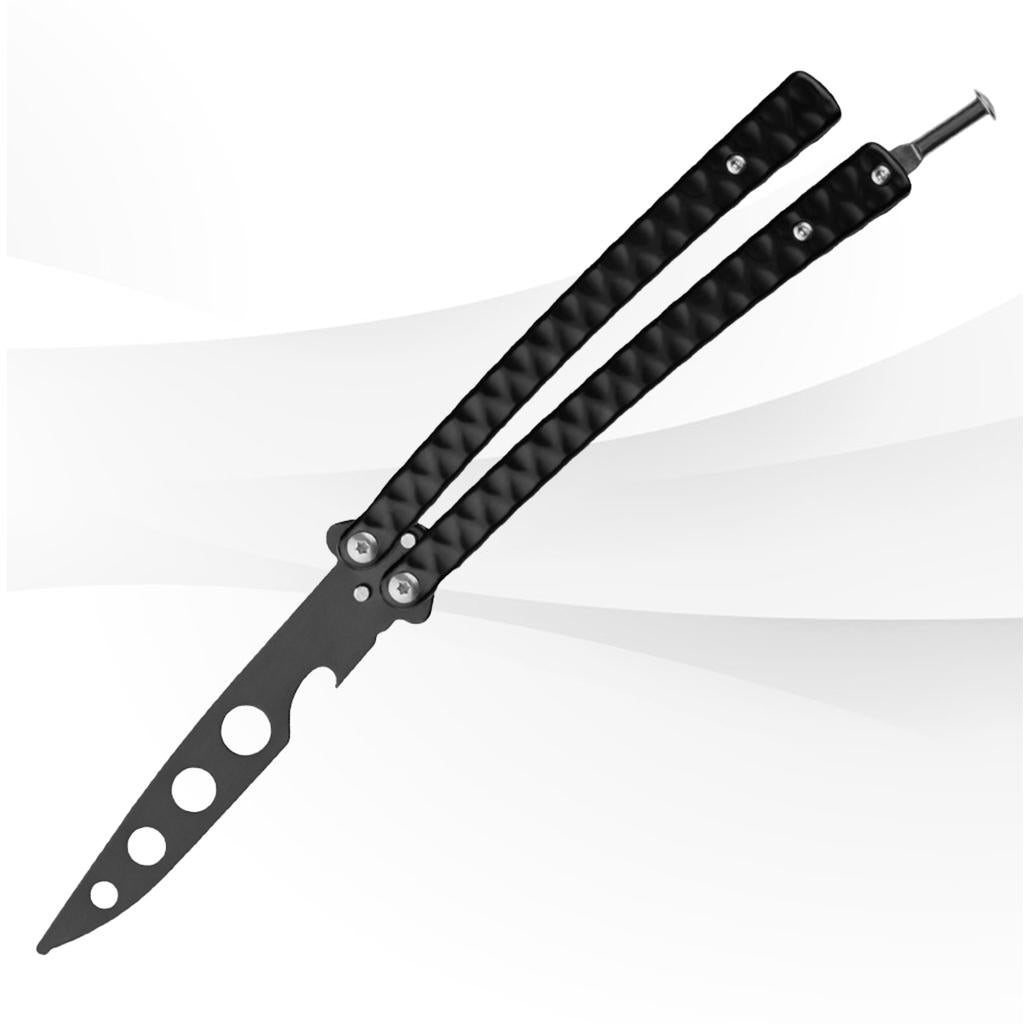 Butterfly Knife Trainer 3CR13 Steel Practice Swords Unsharpened Black