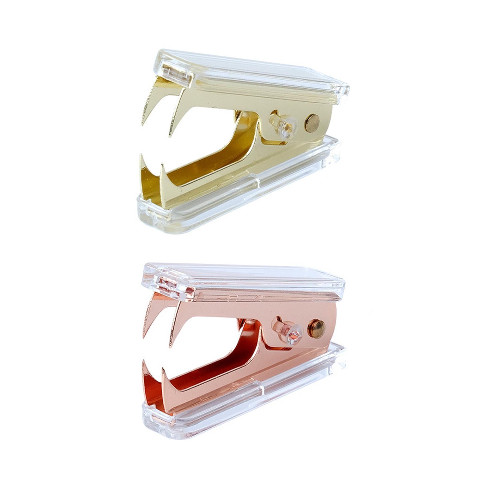 2xManual Stapler Transparent Acrylic for Bookbinding Document Office Supplies Rose Gold