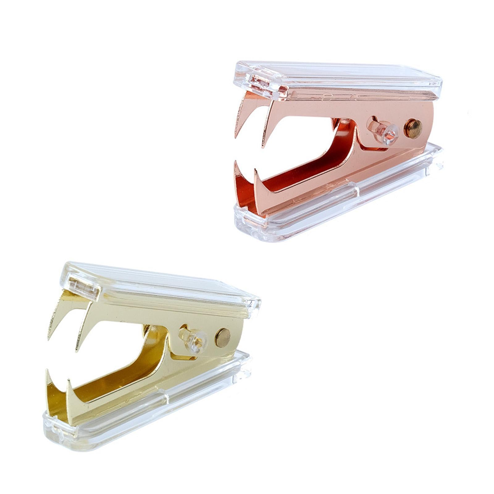 4xManual Stapler Transparent Acrylic for Bookbinding Document Office Supplies Rose Gold