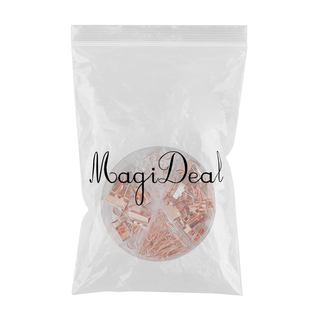 2x72x Binder Clips Kits Push Pins Paper Clips Map Tacks Portfolio for School Rose Gold