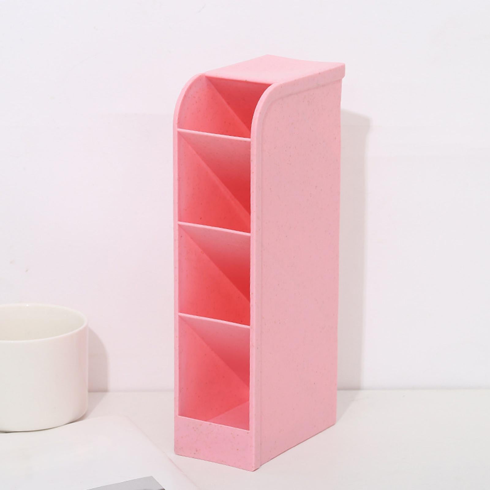 Desktop Organizer Cosmetcis Storage Container for Countertop School Office Pink