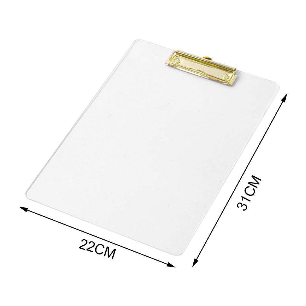 Portable Clipboard A4 Multifunctional Stationery for Memo A4 Paper Notes Transparent Gold