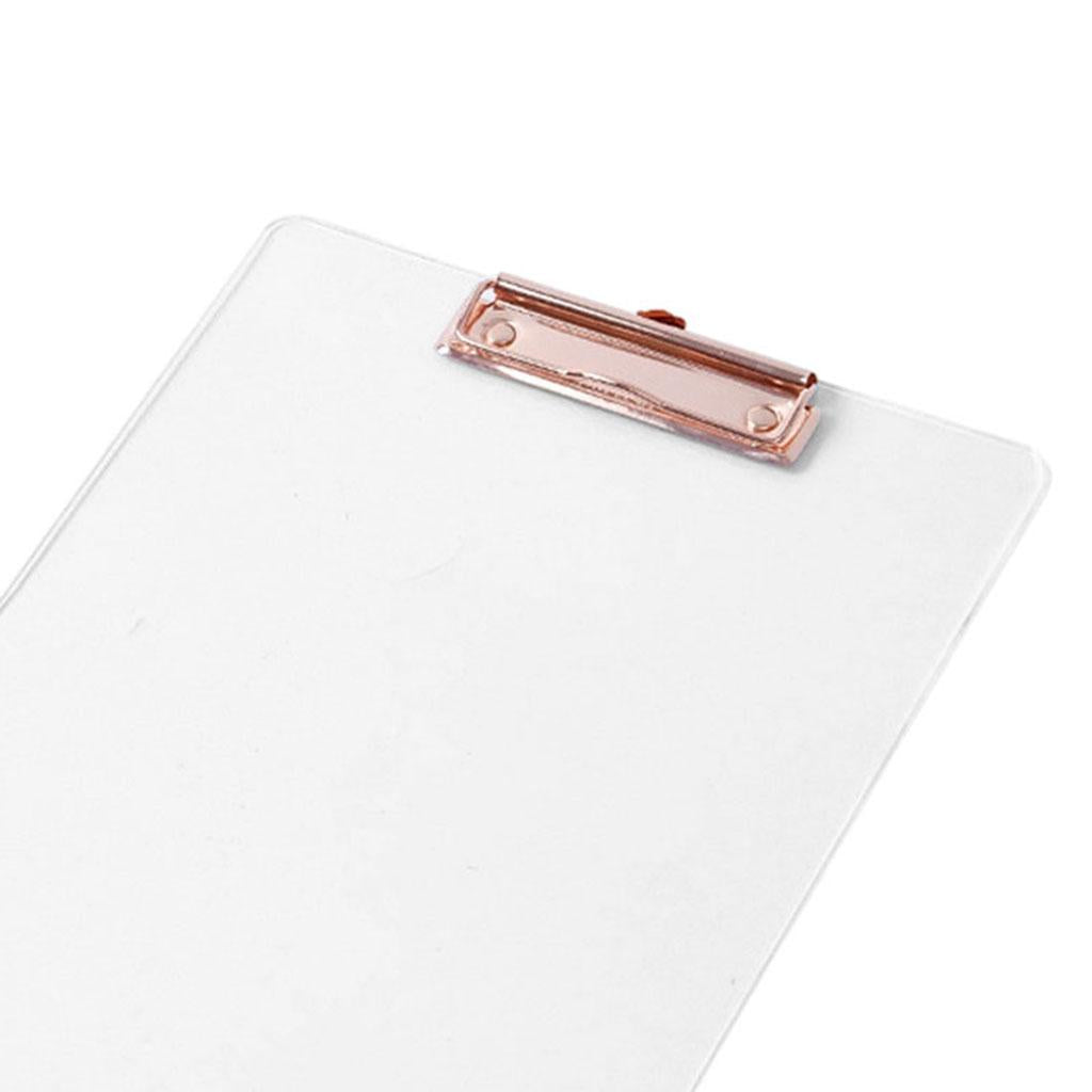 Portable Clipboard A4 Multifunctional Stationery for Memo A4 Paper Notes Transparent RoseGold