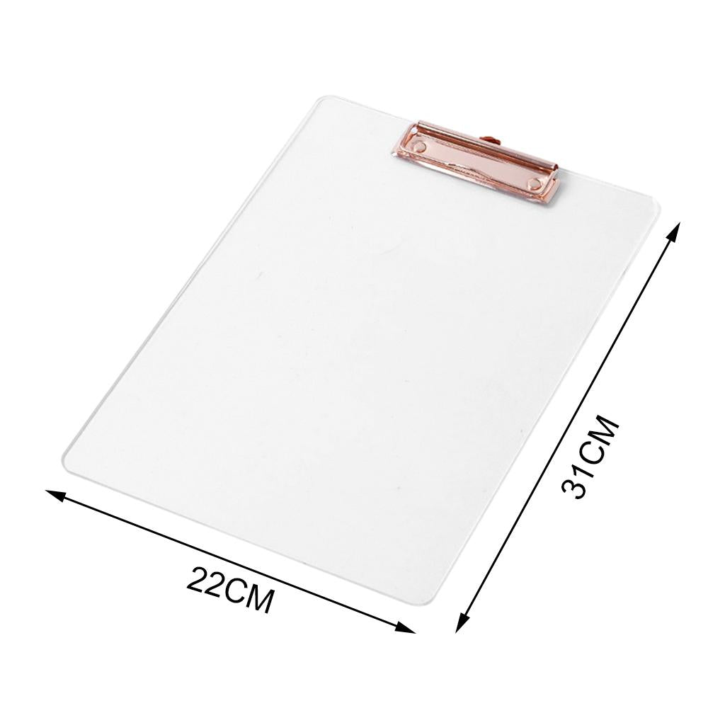 Portable Clipboard A4 Multifunctional Stationery for Memo A4 Paper Notes Transparent RoseGold